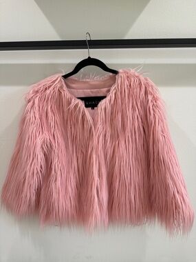 Shaggy Pink Faux Fur & Faux Leather Crop Jacket by Shaci
